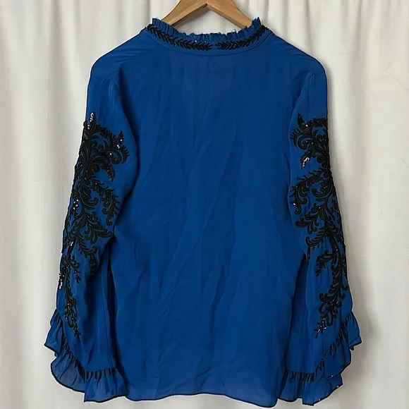 Kobi Halperin NWT Royal Blue Margo Long Sleeve Blouse Shirt Top **Size S** 💙💙 - Picture 2 of 6